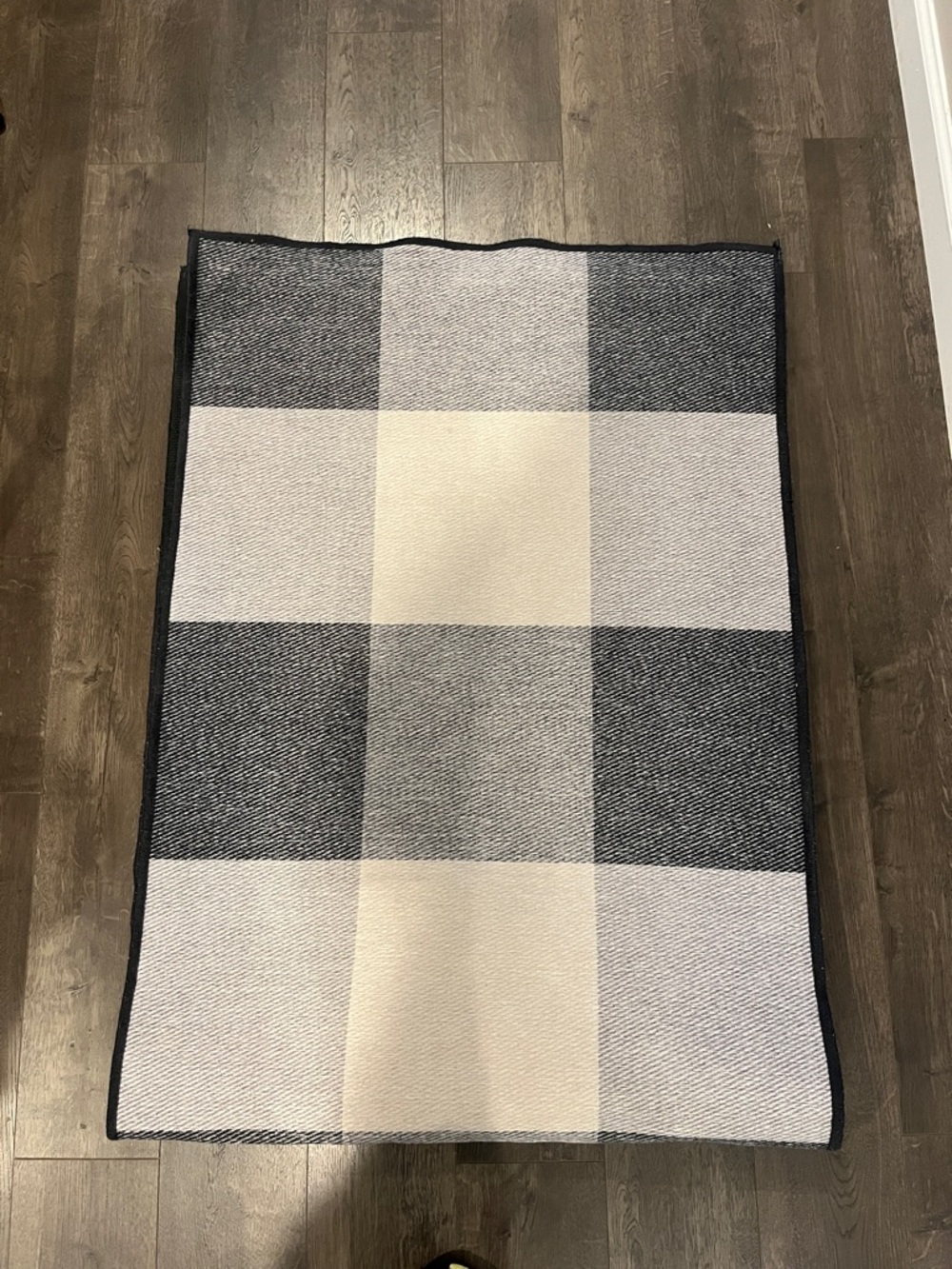 Ruggable Runner Rug Black and Cream Checkered